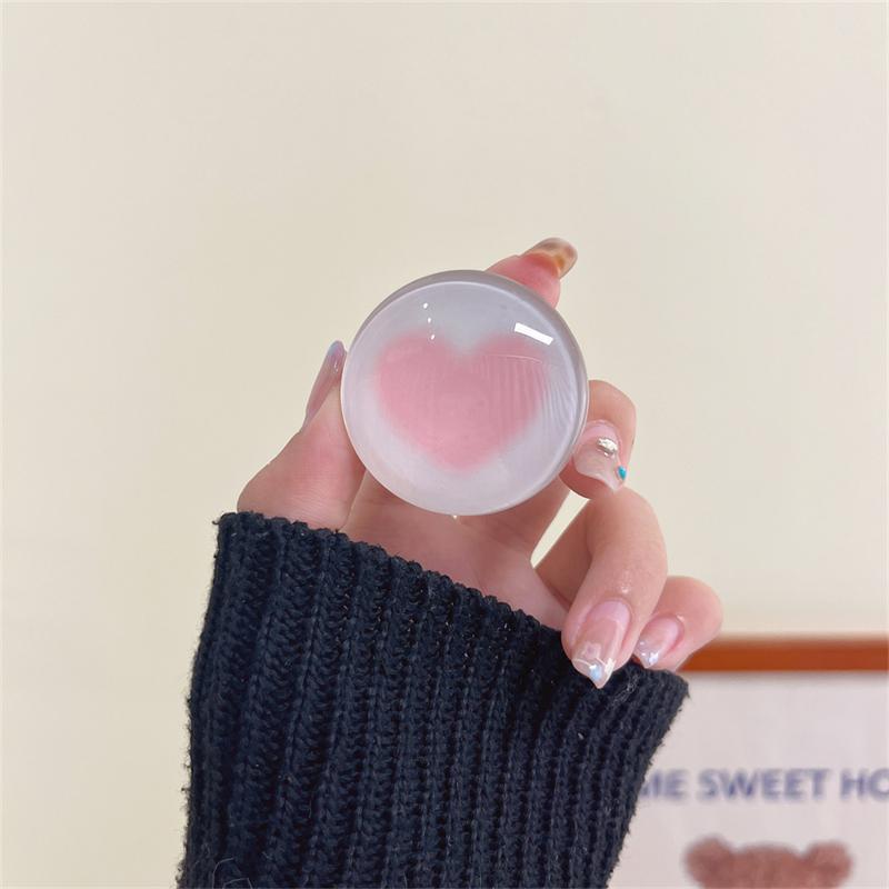 

Korean Cute 3D Crystal Love Heart Griotok Bracket For iPhone 14Pro Gradient Green Phone Holder Ring Support Stand Grip Tok Gift