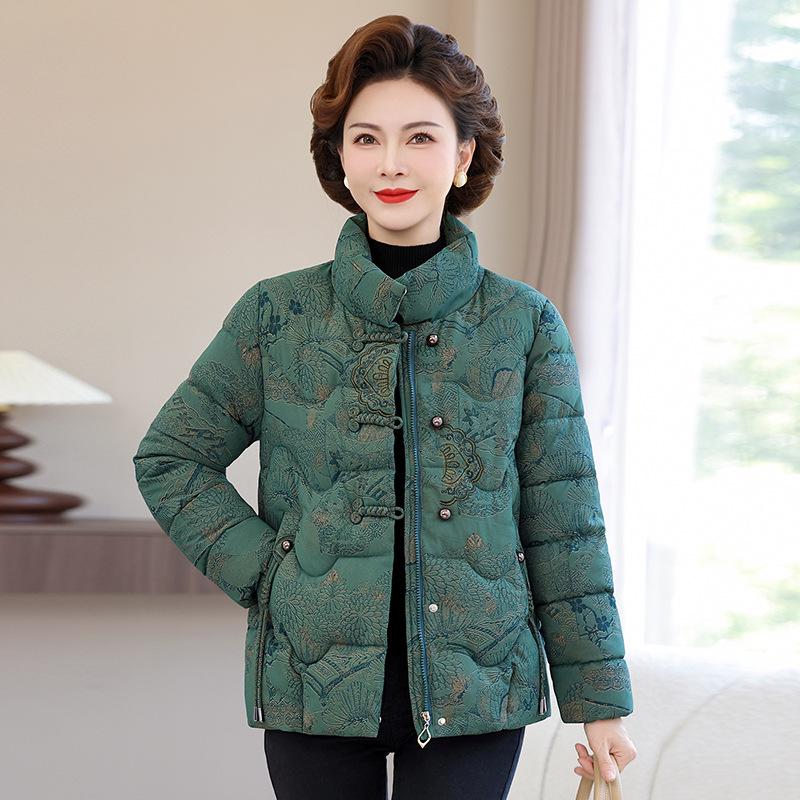 

Хлопковая куртка приталенного кроя с воротником-стойкой для женщин среднего и пожилого возраста 4XL (140-155 lbs)