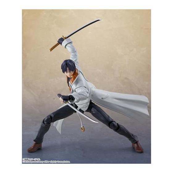 TAMASHII NATIONS SHFiguarts Rurouni Kenshin -Meiji Swordsman Romantic Story- Shinomori Aoshi, ca. 165 mm, bewegliche Figur aus PVC und ABS, bemalt