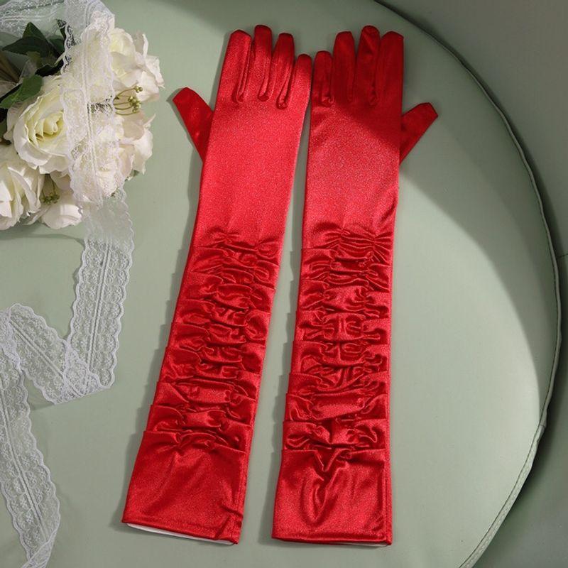 

Pink Long MiuMiu Bag Finger Gloves Satin Weddings Stage Party Birthday Photo Heattech Arm Sleeves Red One size