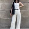 White Drapey Loose Fit Women's Jeans - New 2026 Korean Style, Straight Wide Leg, Thin Spring/Summer.