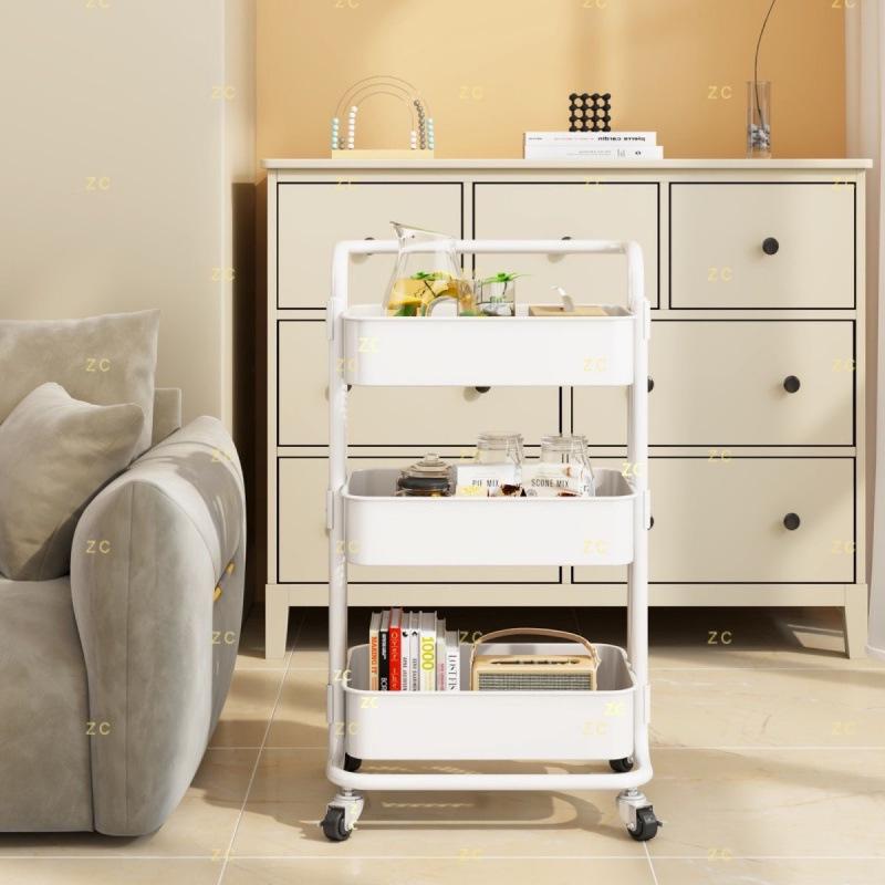 Lask Carbon Steel Multi-Layer Movable Kitchen & Bathroom Storage Trolley