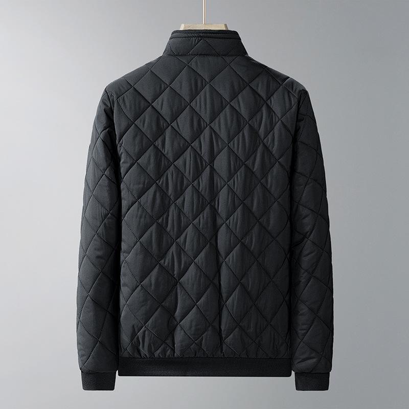 Winter Men Fashion Diamond Pattern Fleece Lined Jacket Casual Outwear Men Thermal Warm Coats Clothing