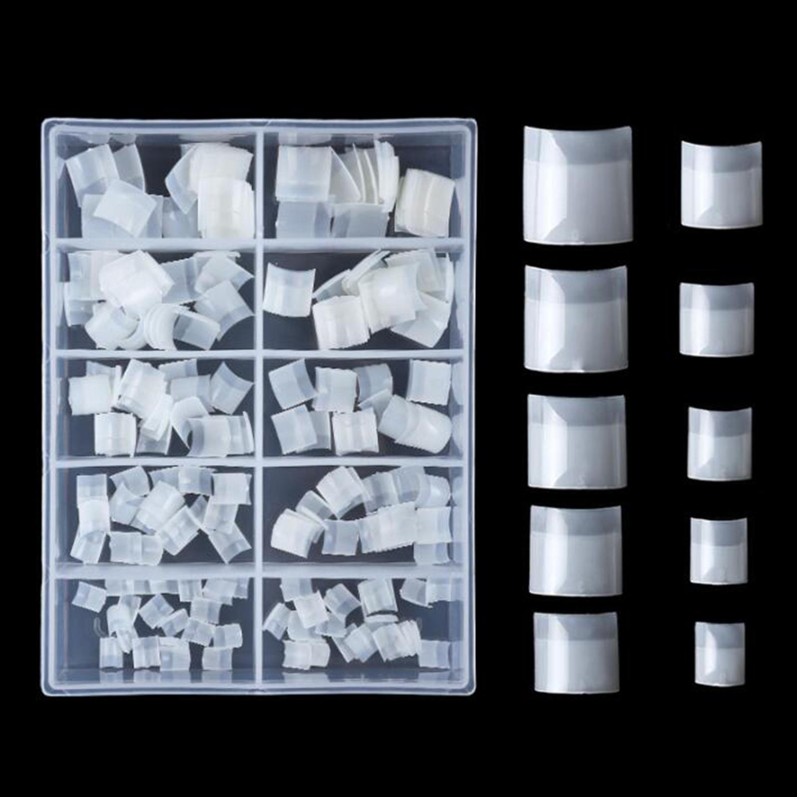 

200 Pieces Square Half Cover French False Nails Set with Box for Women Girls, Sturdy and Durable Natural