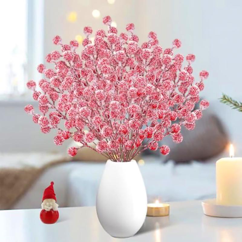 12PCS Christmas Cuttings Table Centerpieces Snowfall Berry Design Christmas Decorations Snow Scene Design Home Decor Winter
