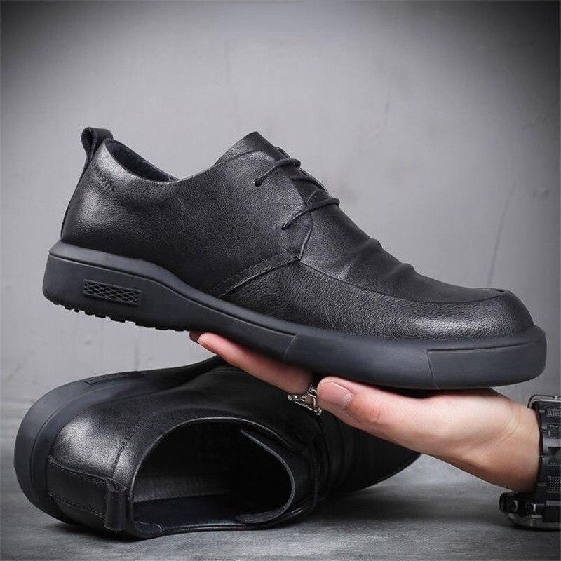 Leather Shoes Men 'S Autumn Business Shoes Lace Up Soft Sole Male Casual Shoes Black Loafers Non -Slip Sneakers Man Dress Shoes