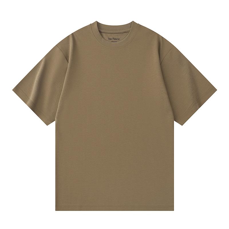 40 Cool Feeling Anti-wrinkle Three-pin One Tone Base Short-sleeved T-shirt for Men and Women