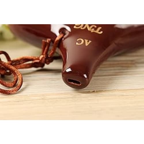 TNG Ocarina, Single 12-Hole Alto Ocarina with Yellow Kiln Glaze, Premium C Key (AC) (Includes Fingering Chart), Perfect for Wind Instruments, Glazed F