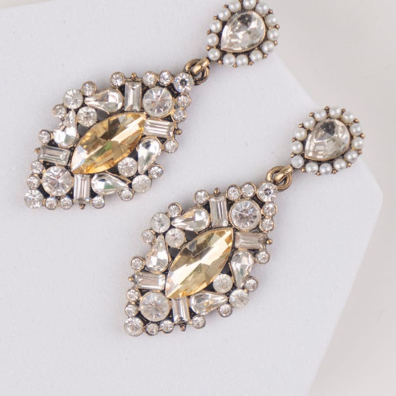 AUGUST ALICE Antique Bold Champagne Glow Crystal Earrings