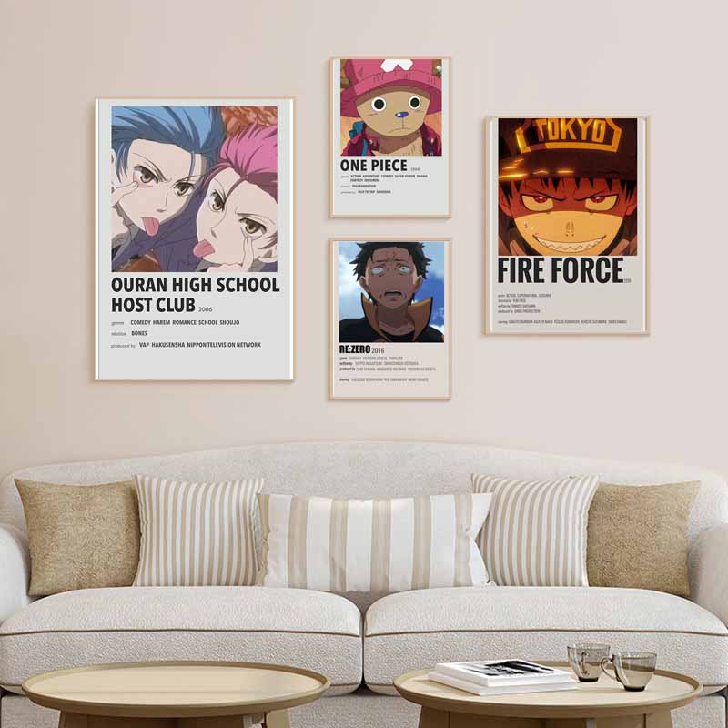 Classic Anime Collection Poster My Hero Academia Spirited Away Retro White Paper Posters Wall Prints Pictures Home Decor Room Decoration Art Painting