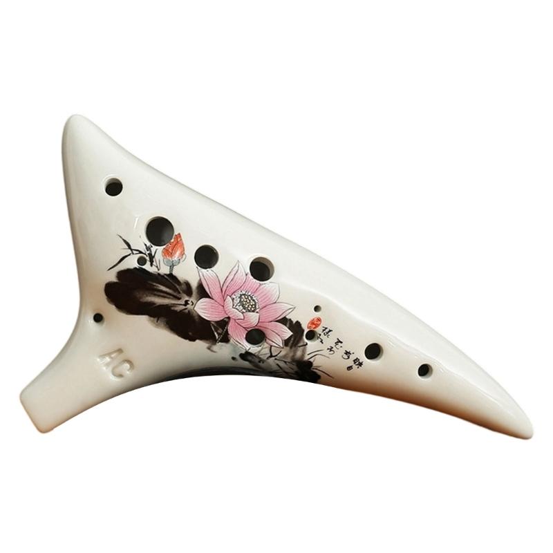 

12 Holes Ceramic Ocarina Flute C Smoked Burn Submarine Style Musical Instrument for Music Lover