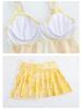 Vacation Plus Size Four-Piece Bikini Set: Long Sleeve, Split Skirt, Flattering for 200 lbs.
