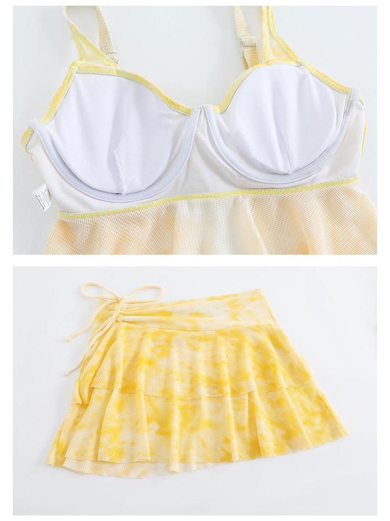 Vacation Plus Size Four-Piece Bikini Set: Long Sleeve, Split Skirt, Flattering for 200 lbs.