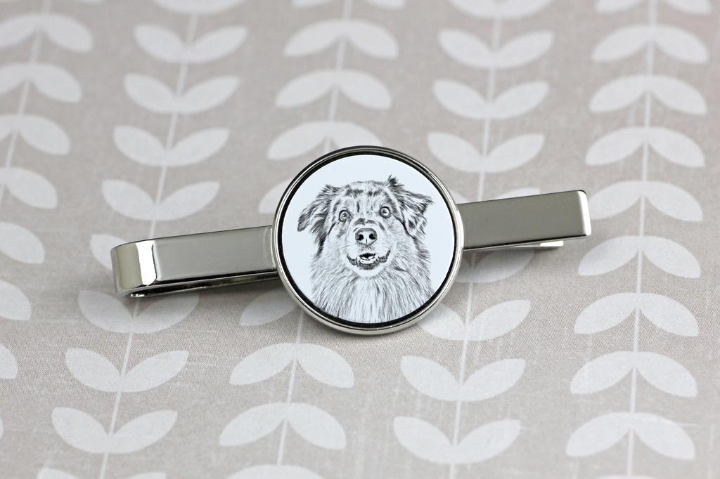 Australian Shepherd - tie clip with a dog, personalized tie clip, a unique gift for a man from the Art-Dog brand