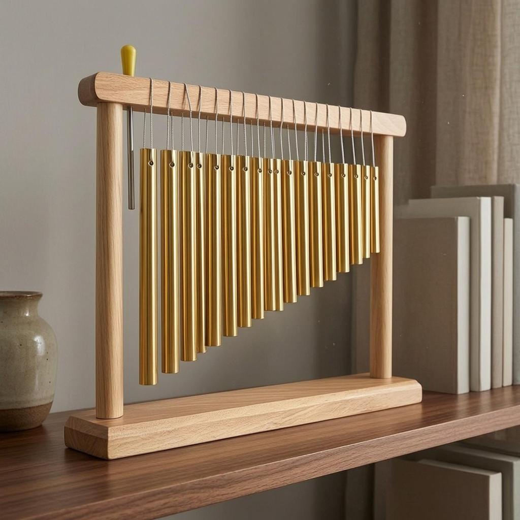 Windspiel mit rechteckigem Holzrahmen Bezaubernde Töne für Balkon, Garten