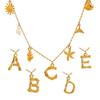 Gold Color Shell Necklace Copper Pearl Choker Simple Letter Pendant Necklace  Women