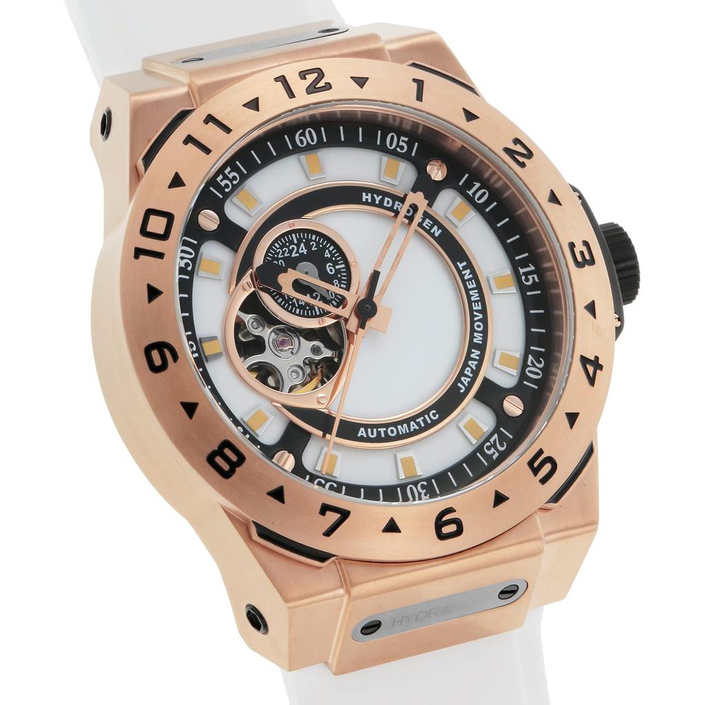 VENTO Biała Tarcza Stal Nierdzewna Guma Automatyczny Naciąg Wodoodporny 10 ATM 44MM Zegarek Mody HW424401 [Wodór] Męski