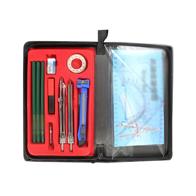Drawing Instrument Bag Set Metal Compasses and Ruler Drawing Kit