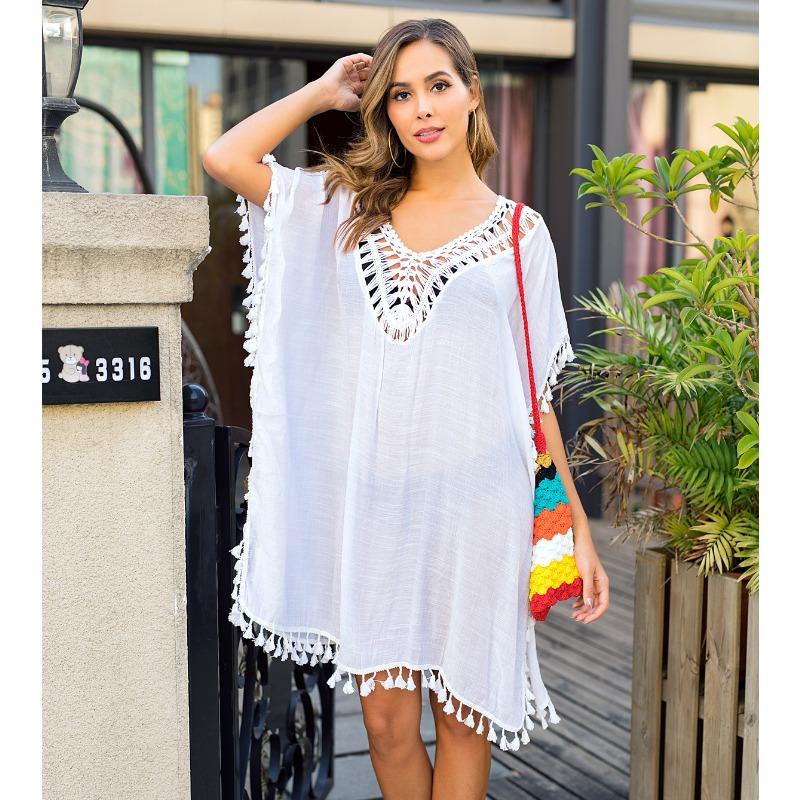 

Женские накидки больших размеров, сексуальное платье с открытой спиной и бахромой, свободное платье с разрезом, солнцезащитный крем, пляжный купальник, накидки One Size белый