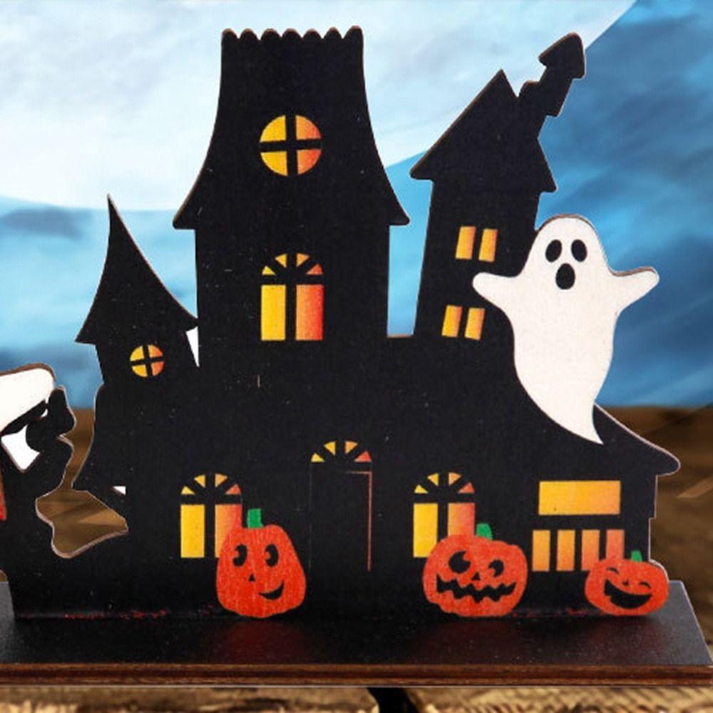 3D Ghost Castle Desktop Ornament Cartoon Halloween Decoration Stand Scene Layout