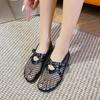 Fashion Fashion Cross Tied Belt Buckle Ballet Flats Women Comfortable Hollow Mesh Mary Jane Shoes Breathable Non-slip Beach Casual Shoes