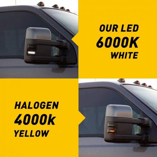 2x LED White Switchback Amber Flowing Side Mirror Light for 08-16 Ford F250 F350