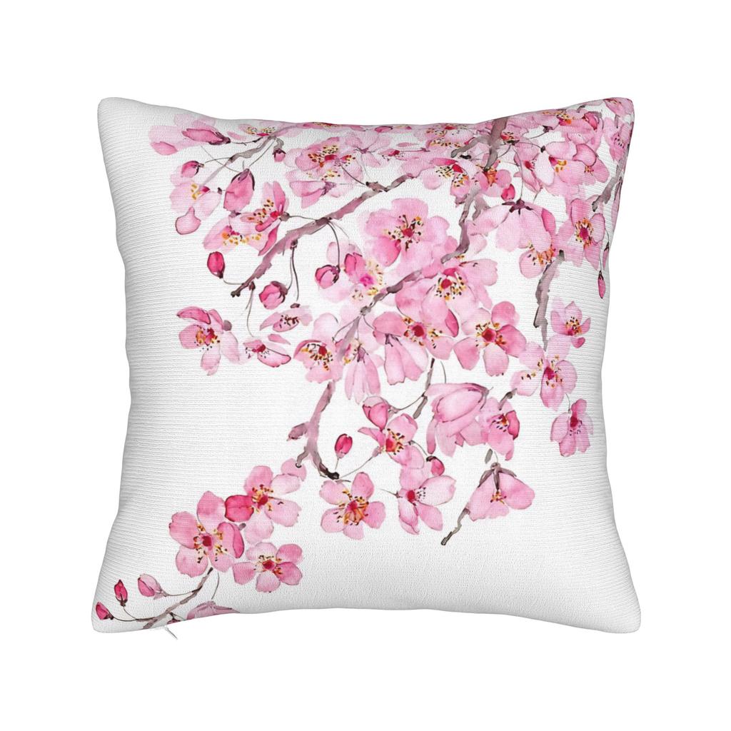 Pillow Cover Pink Cherry Blossom Watercolor Morden Pillow Case For Office Car Home Decor Pillowcases