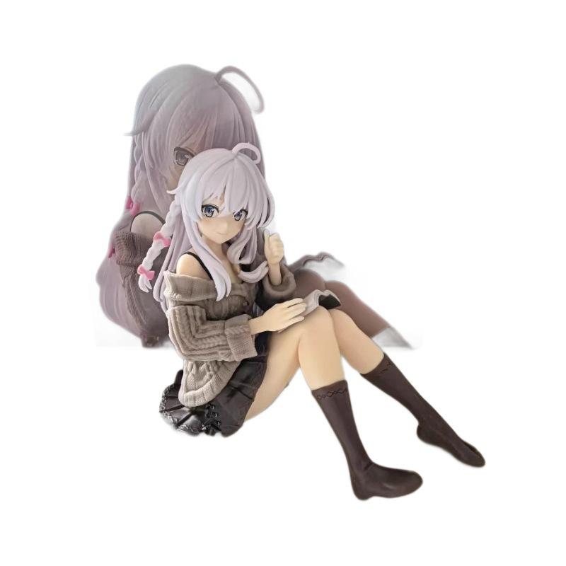 Elaina Kirschblüten-Kimono Figur - Wandernde Hexe Sitzende Dekoration PC-Gehäuse Dekoration