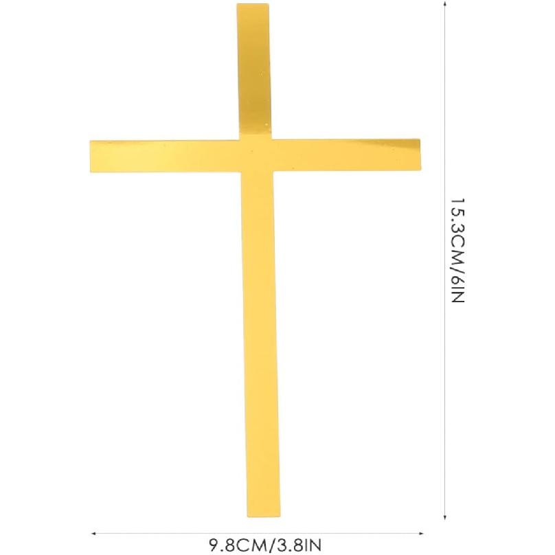 Gadpiparty Wedding Decorations 10pcs Cross Cake Toppers Acrylic Crossing Cake Decorations Baptism Cupcake Picks Golden Dessert Inserts for Baby