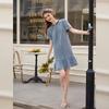 Women's Embroidered Ruffle Denim Midi Dress