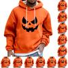 Pánská Halloweenská mikina s kapucí Vtipná mikina s obličejem dýně Strašidelný top s dlouhým rukávem