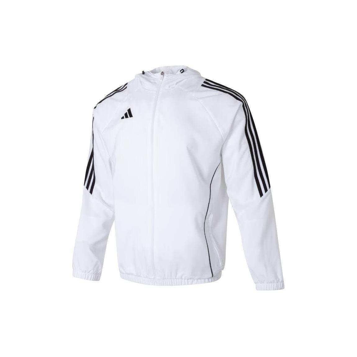 

Adidas Logo Stripe Zip-Up Hoodie Jacket Men Outerwear White IM8808 L