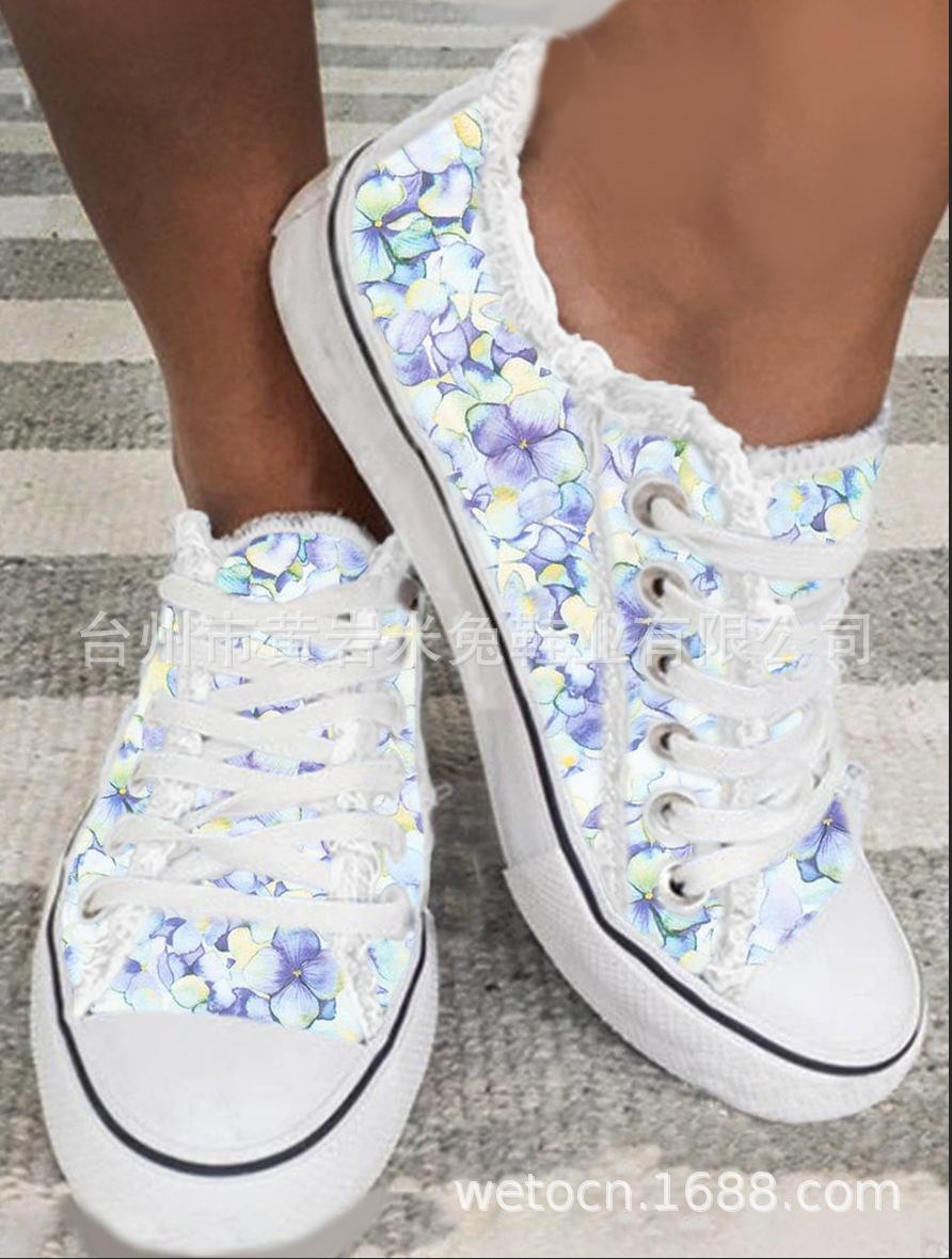 

3D градиентный цвет цветок лотоса универсальные легкие туфли на шнуровке для спорта и скейтборда женские большого размера повседневные плоские парусиновые одинарные туфли 43