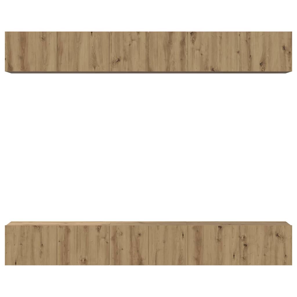 Wall Mounted TV Cabinet Set 6 pcs Artisan Oak Wood Based Material