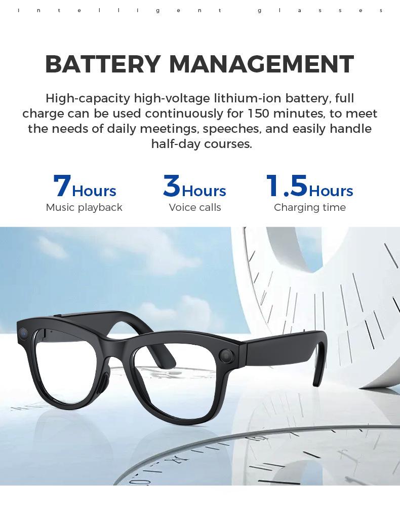 Smart AI Glasses: Photo/Video, Real-time Translation, Object Recognition, ChatGPT, Bluetooth Calls, Music