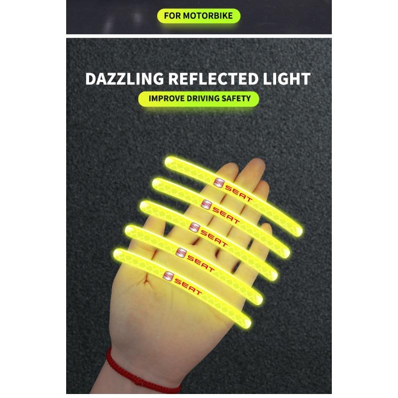Car Wheel Hub Reflective Stickers Tire Rim Luminous Accessories For SEAT Leon 5f Ibiza 6l 6j Leon 1P Cushion Altea Xl Leon Mk