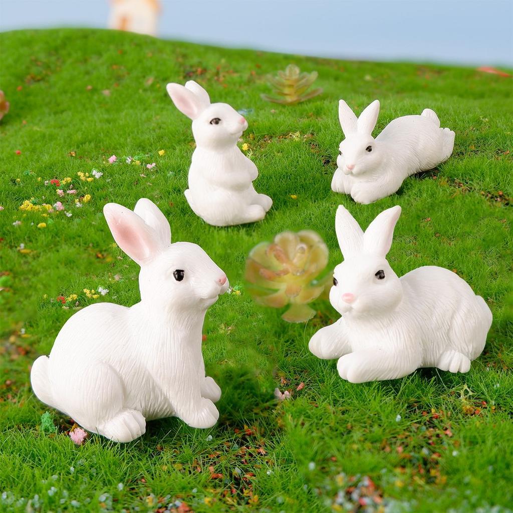 Easter Rabbit Resin Handicraft Small Ornaments DIY Micro Landscape Bonsai Figurines Mini Ecological Bottle Succulent Accessories