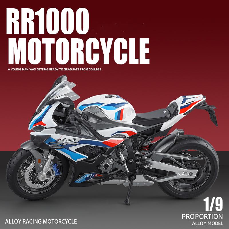 New 1/9 BWM S1000RR Large Size Simulation Alloy Motorcycle Model Shock Absorbers Carrying Lighting Collection Toy Car Kid Gift
