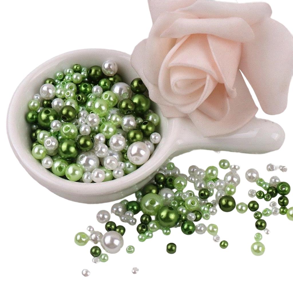 Imitationsperlen für Bastelarbeiten, 150 Stück, 3 mm–8 mm, aufnähbare Harzperlen mit Löchern für die Schmuckherstellung (Armbänder, Halsketten)