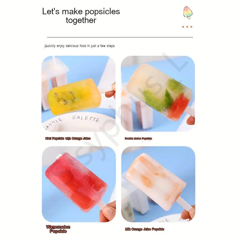 Summer 4 Link Popsicle Mold With Lid Homemade Ice Cream Mold Reusable Mung Bean Popsicle Maker Frozen Ice Cream Tray