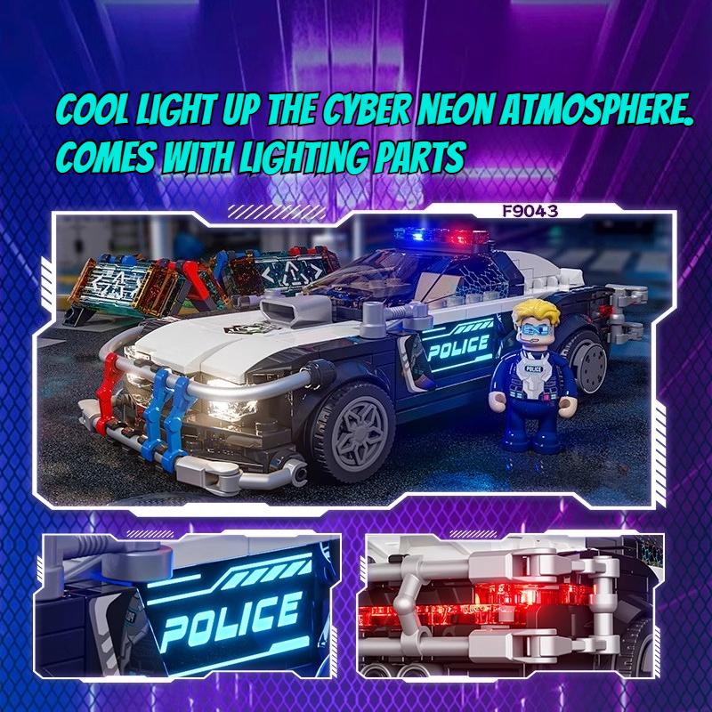 Cyberpunk Series Assembled Patrol Police Car Model Ornaments Assembled Toys Entry-Level Cool Construction Block Car