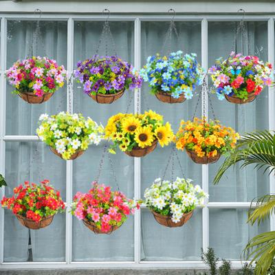 Spring Simulation Flower Hanging Basket No Need Water Non-fading Beautiful Realistic Home Decoration Artificial Flowers Hanging Pot Decoration