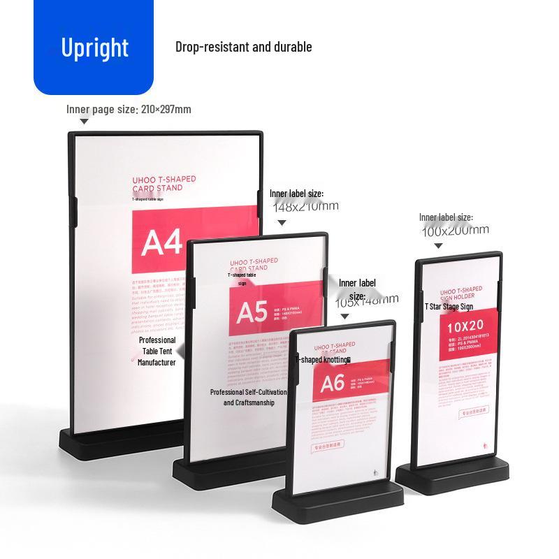 PS Anti-fall A4/A5 Table Card Holder: L-shaped Display Stand for Coffee, Milk Tea, and Beverage Menu