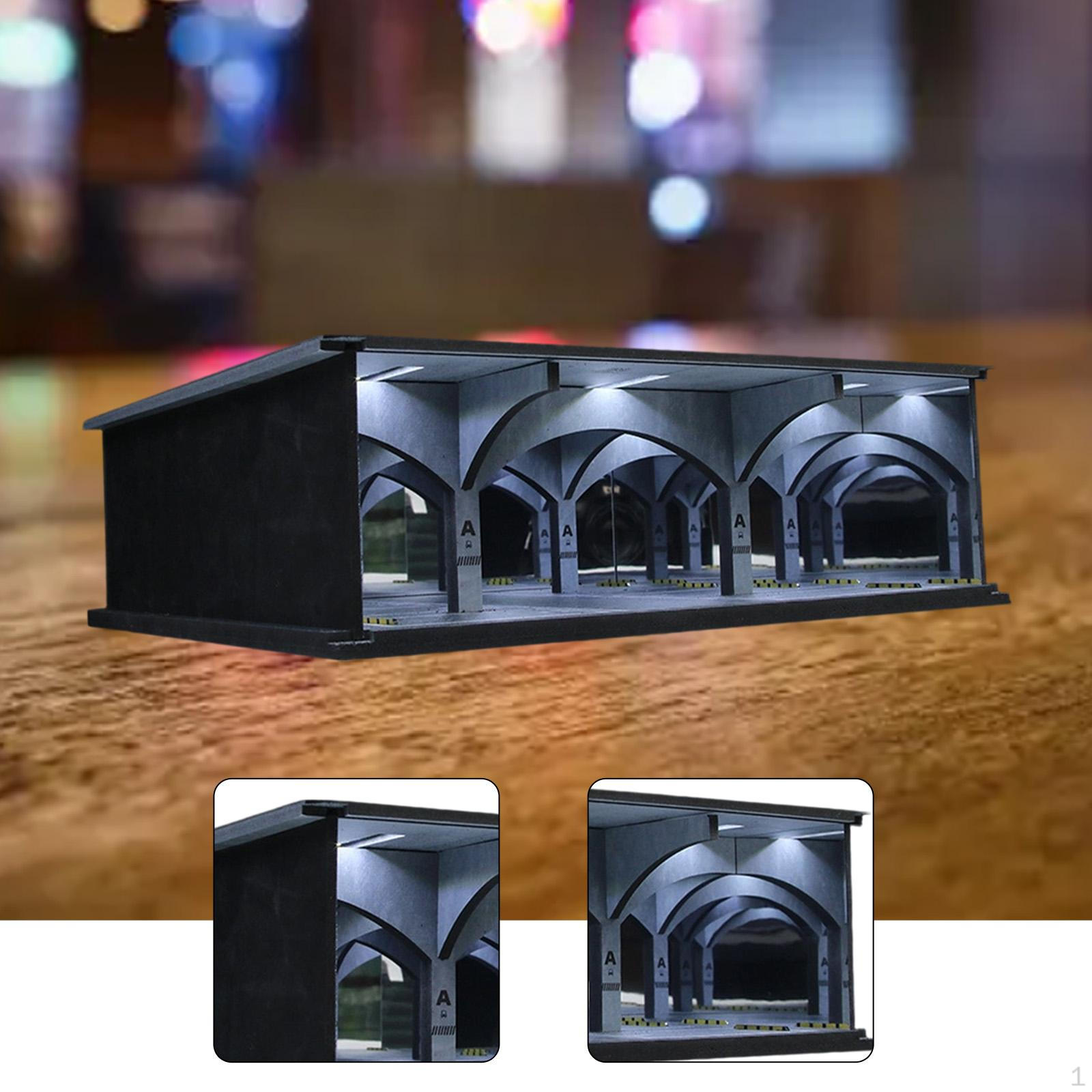 

Діorama парковки масштабу 1/64, Мініатюрна модель сцени зі світловим декором, Декор мікроландшафту