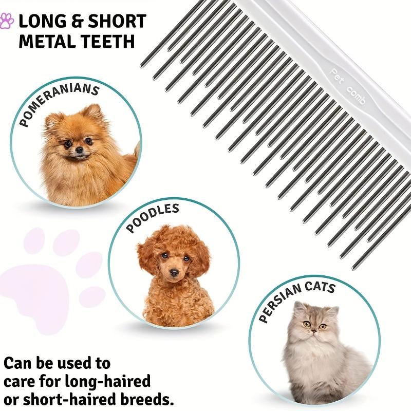 2er Set Katzen- & Hundepflegebürsten, Entfilzungswerkzeug mit doppelten Edelstahlzähnen zum Entwirren & Entfernen von losem Unterfell