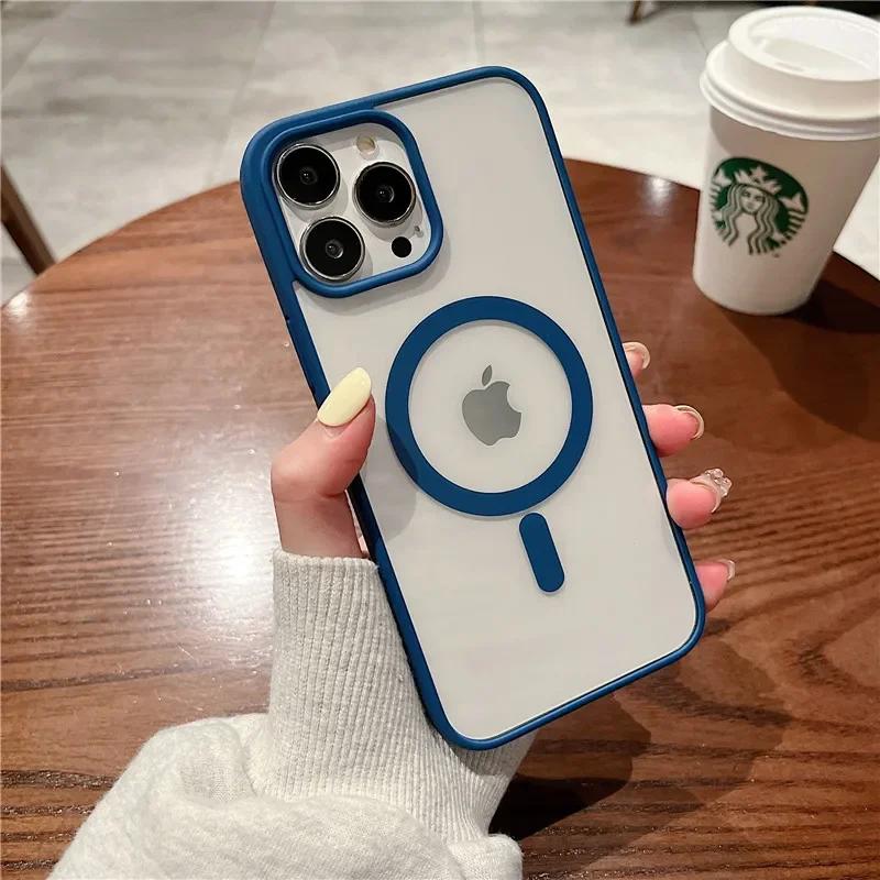 For Magsafe Magnetic Wireless Charging Case For iPhone 16 15 14 13 12 11 Pro Max 16 Plus 12 13 Mini 16e Hard Acrylic Clear Cover
