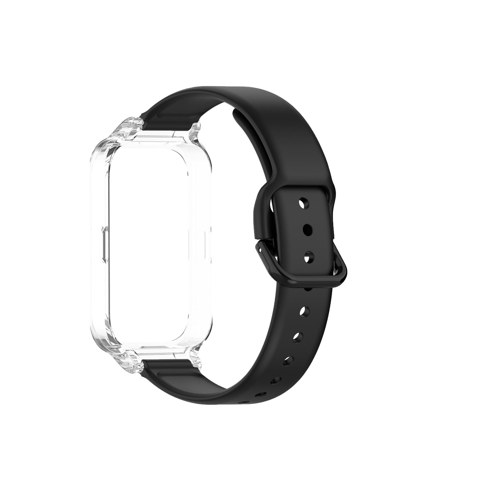 

Чехол для ПК + спортивный силиконовый ремешок 2 в 1 для Xiaomi Mi Band 8 Active Smart Watch, аксессуары, защитная пленка для экрана и ремешок для браслета Redmi band 2 Mi Band8Active/Redmiband2 чёрный