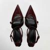 Fashion Elegant Ankle Strap Patent Leather Thin High Heels Women Summer Sexy Pointed Toe High Heeled Sandals Luxury Banquet Wedding Shoe
