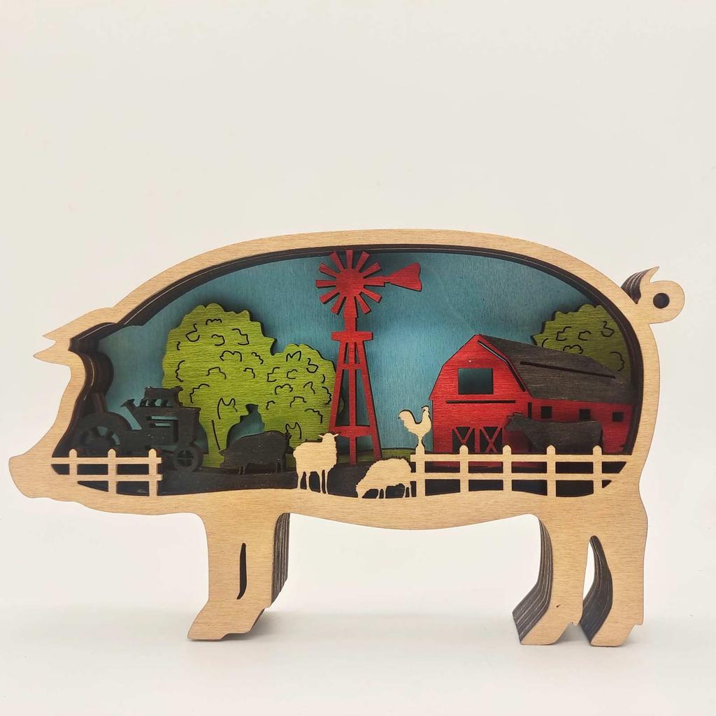 Wooden Crafts Creative Farm Animal Home Decoration Desktop Decoration
