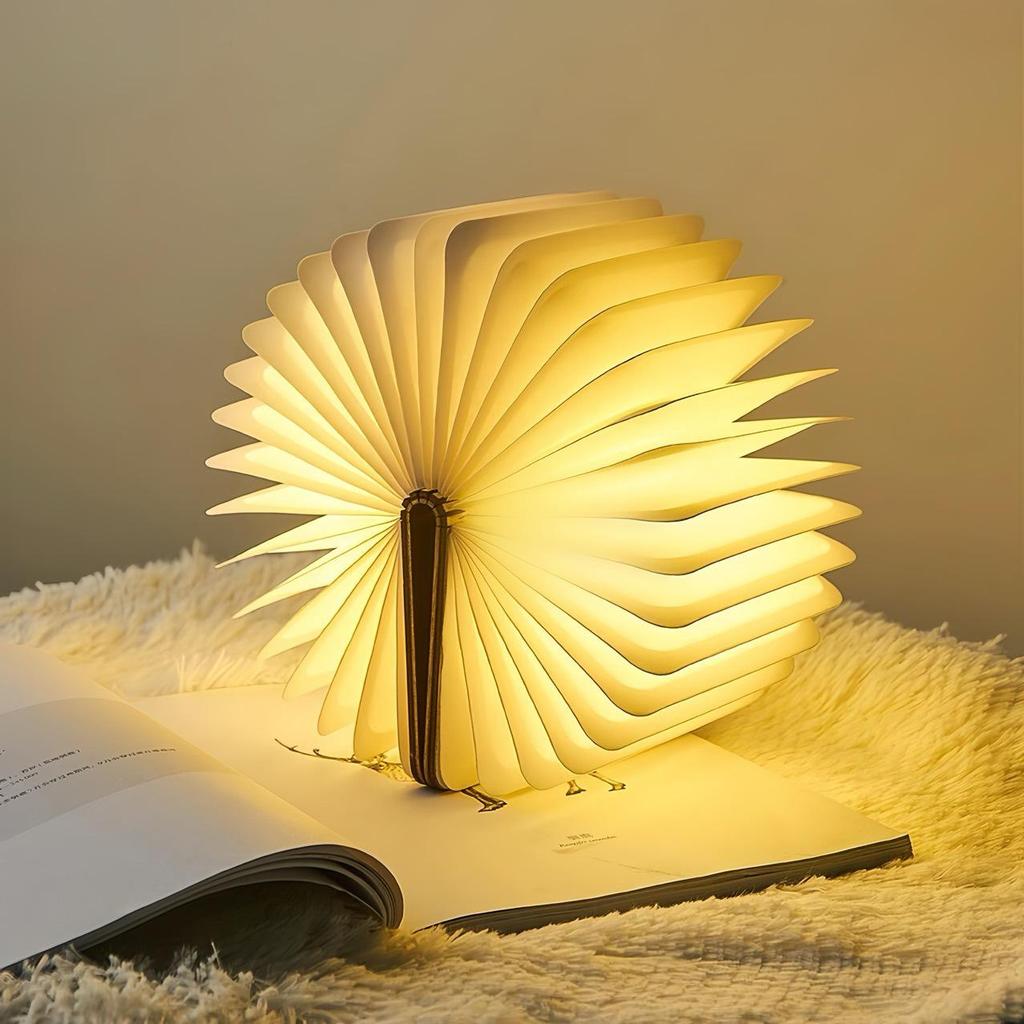 LED Wooden Folding Book Light: Creative Page-Turning Night Lamp & Corporate Gift for Bedside Atmosphere